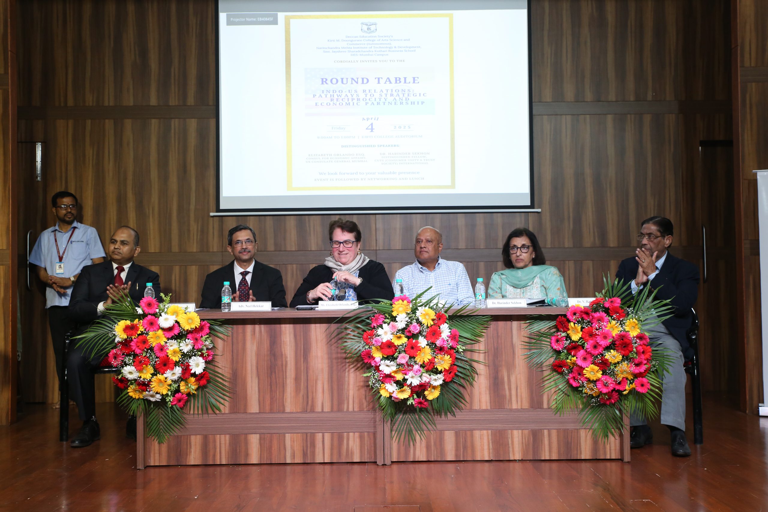 Ms.Elizabeth Orlando, Political/Economic Officer, Consulate General USA, Mumbai giving Inauguration Address during the Round Table hosted by Deccan Education Society's Mumbai Campus
